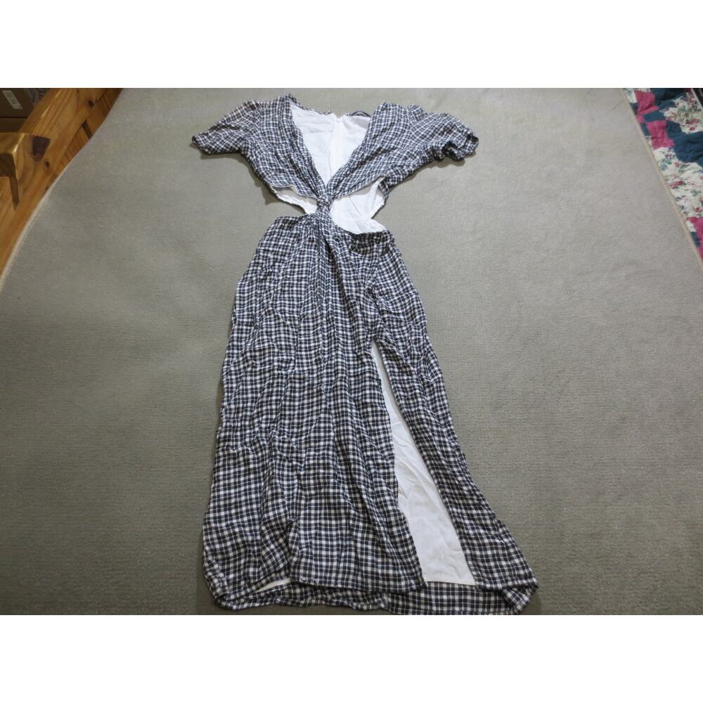 Abercrombie & Fitch Womens Dress Extra Small Black White Gingham Cut Out Waist